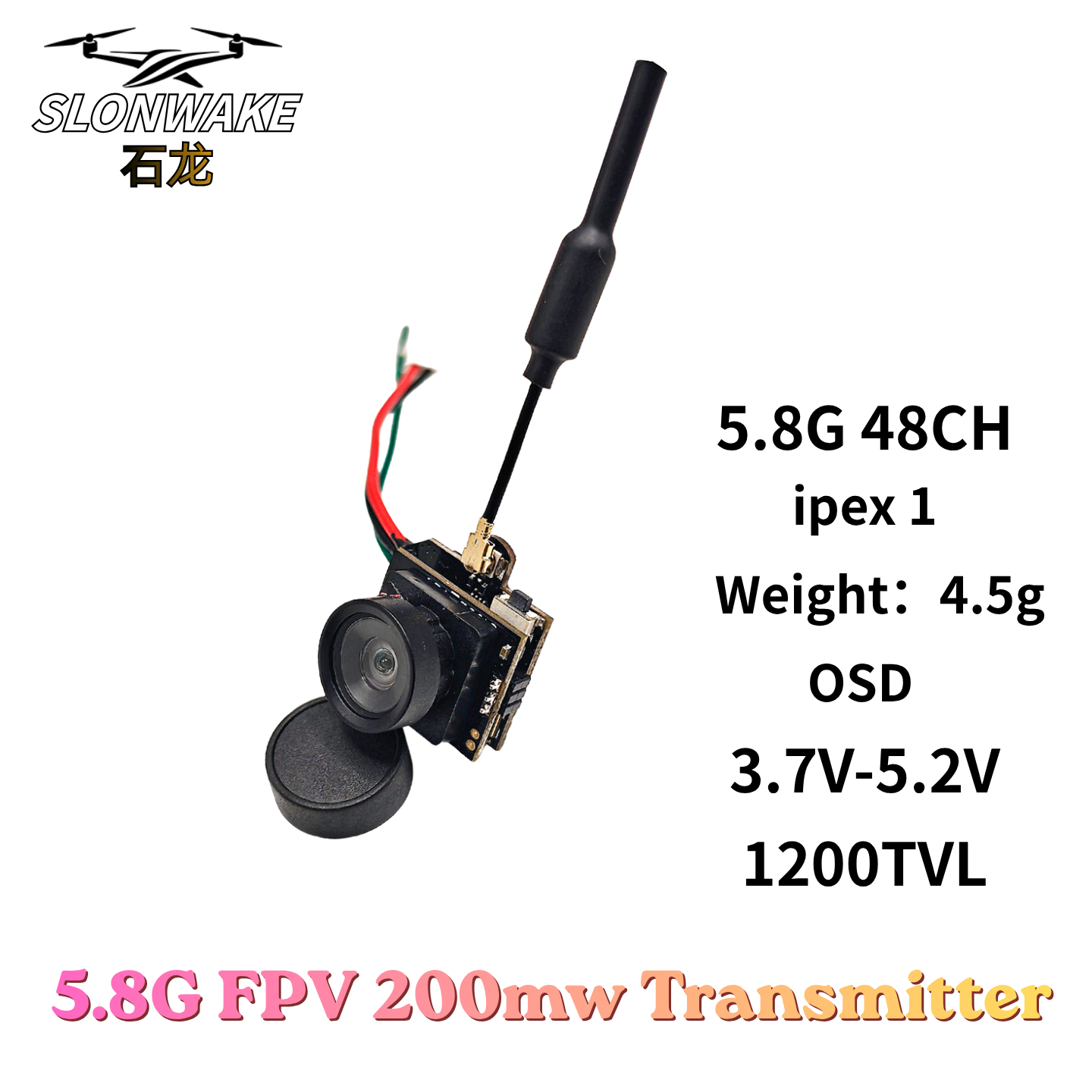 Drone Receiver - Slonwake 5.8G 48CH 200mW FPV DC3.7v-5v